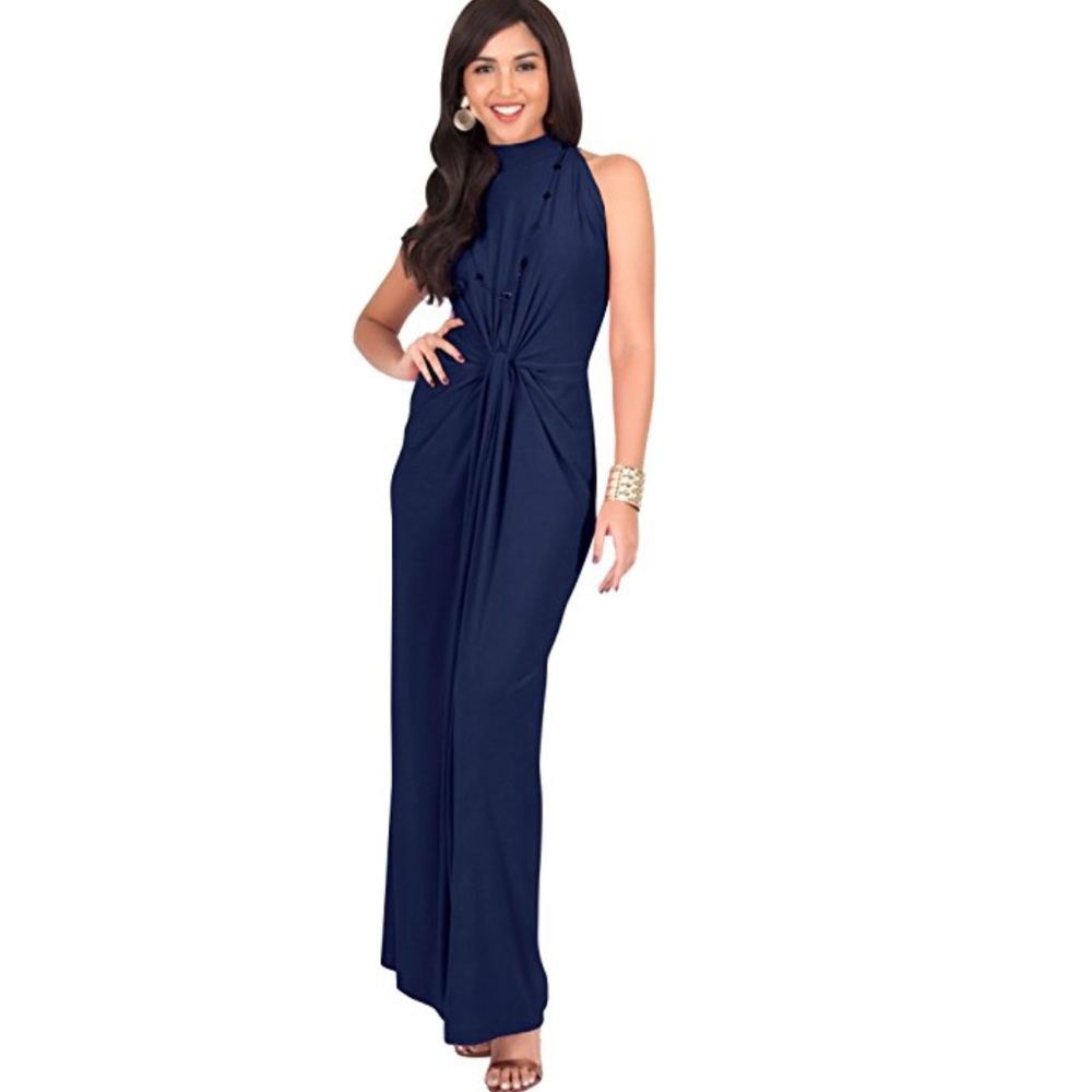 NWT Long Sleeveless Sexy Navy Blue Cocktail Dress